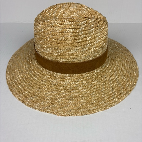 Gigi Pip Island Women’s Straw Woven Fedora Hat Suede Band Beach Sun Headwear - Picture 4 of 9